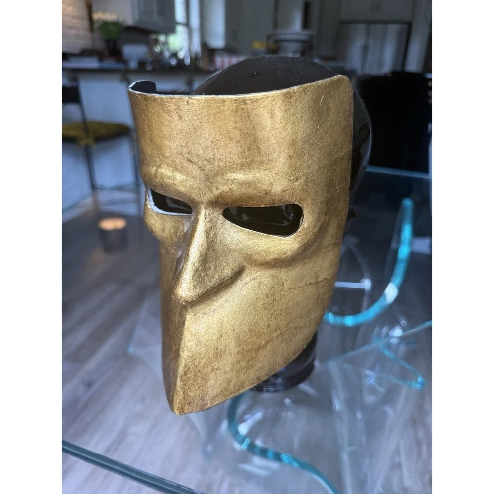 Vintage Fiorentina Gold Venetian Bauta Mask Signed Italy Paper Mache Mardi Gras